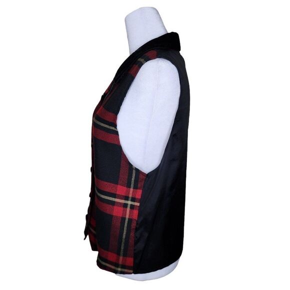 Vintage 90s Y2K Vest Womens Size L Red Black Plaid Preppie Grunge - Picture 4 of 5